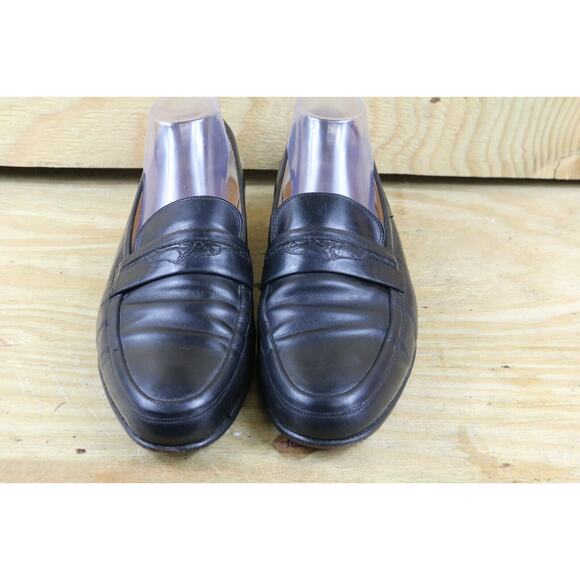 Gucci Shoes Mens Black 11M Leather Loafers 44M Vintage Slip On Italy - Picture 2 of 10